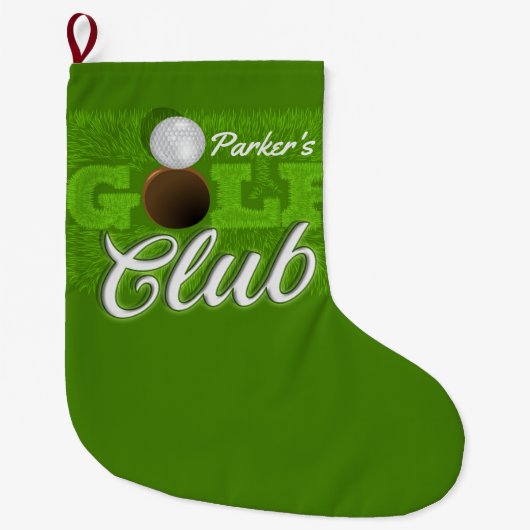 Personalisiert NAME Golfer Green Golf Course Club Großer Weihnachtsstrumpf (Vorderseite)