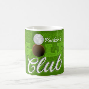 Personalisiert NAME Golfer Green Golf Course Club Kaffeetasse