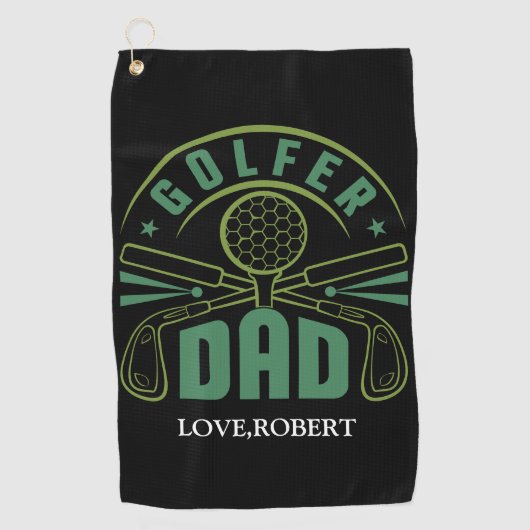 Personalisiert Name Golfer Vater Golfhandtuch (Vorderseite)