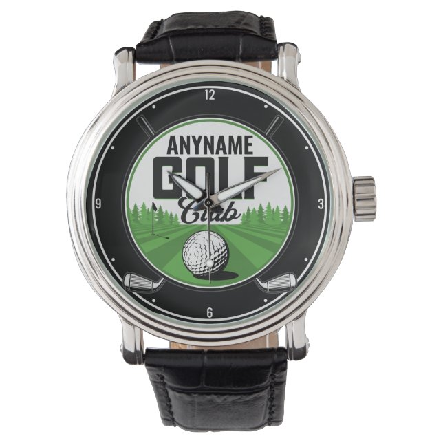 Personalisiert NAME Golfing Pro Golf Club Player Armbanduhr (Vorderseite)