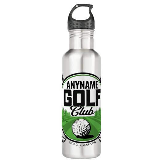 Personalisiert NAME Golfing Pro Golf Club Player Edelstahlflasche (Vorderseite)