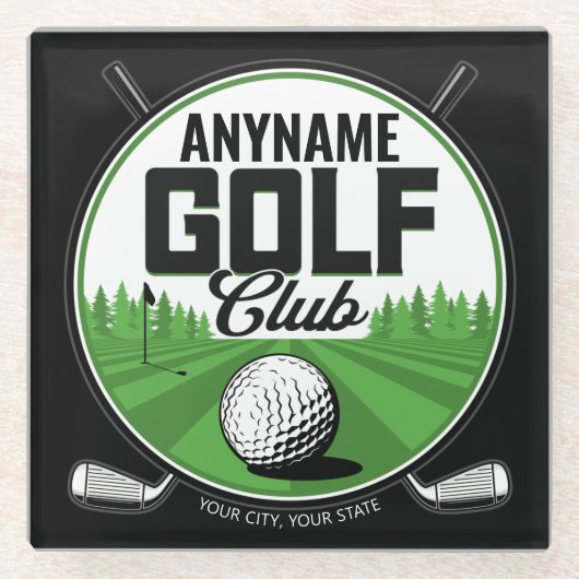 Personalisiert NAME Golfing Pro Golf Club Player Glasuntersetzer (Vorderseite)