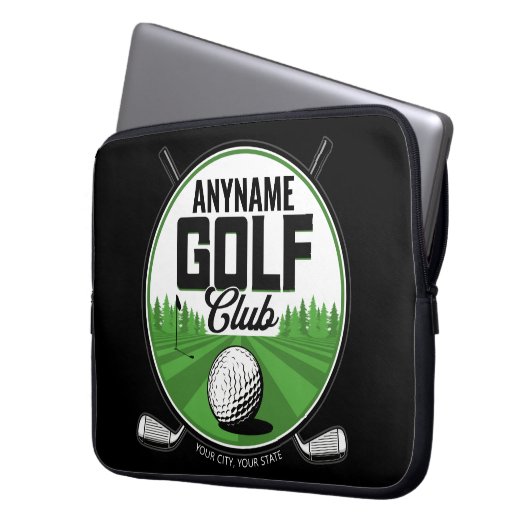 Personalisiert NAME Golfing Pro Golf Club Player Laptopschutzhülle (Vorderseite Links)