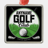 Personalisiert NAME Golfing Pro Golf Club Player Ornament Aus Metall (Vorne)