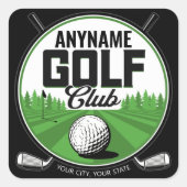 Personalisiert NAME Golfing Pro Golf Club Player Quadratischer Aufkleber (Vorderseite)