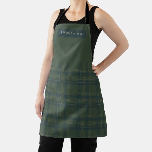 Personalisiert Name Green Buffalo Tartan Kariert Schürze (InSitu)