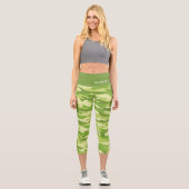 Personalisiert Name Green Camouflage Muster Capri Leggings (Vorderseite)