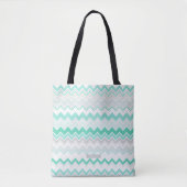 Personalisiert Name Green Ikat Zickzack Muster Tasche (Vorderseite)