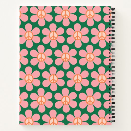 Personalisiert Name Groovy Floral Peace School Notizblock (Rückseite)