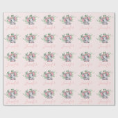 Personalisiert Name Grüne Elephant Baby Girl Pink Geschenkpapier (Flach)