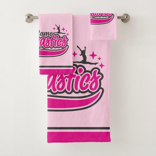 Personalisiert NAME Gymnast Split Leap Gymnastik Badhandtuch Set (Insitu)