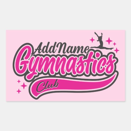 Personalisiert NAME Gymnast Split Leap Gymnastik Rechteckiger Aufkleber (Vorderseite)