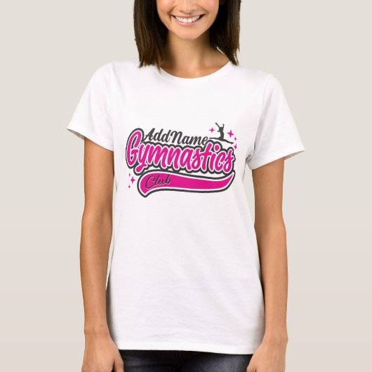 Personalisiert NAME Gymnast Split Leap Gymnastik T-Shirt (Vorderseite)