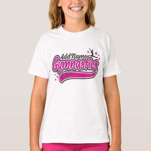 Personalisiert NAME Gymnast Split Leap Gymnastik T-Shirt (Vorderseite)