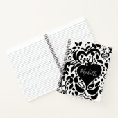 Personalisiert, Name, Herz, Blätter, Blume Muster Notizblock (Innenseite)