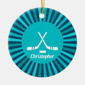 Personalisiert Name Hockey Player Coach Sport Blue Keramik Ornament (Vorne)