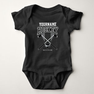 Personalisiert NAME Hockey Player Stick Puck Team Baby Strampler