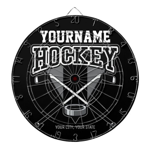 Personalisiert NAME Hockey Player Stick Puck Team Dartscheibe (vorne)