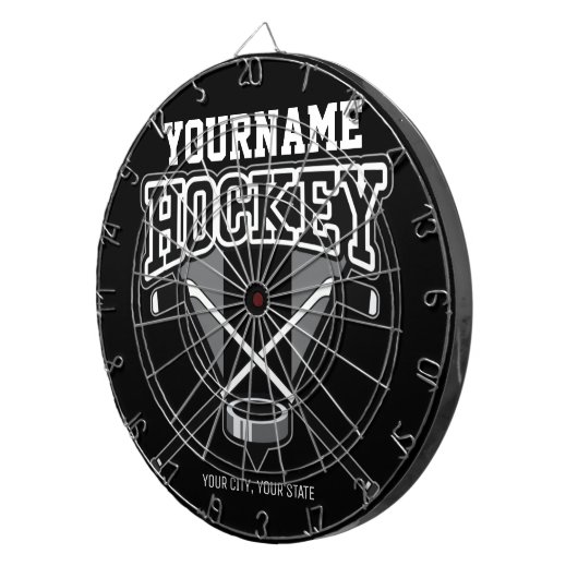 Personalisiert NAME Hockey Player Stick Puck Team Dartscheibe (Vorderseite rechts)