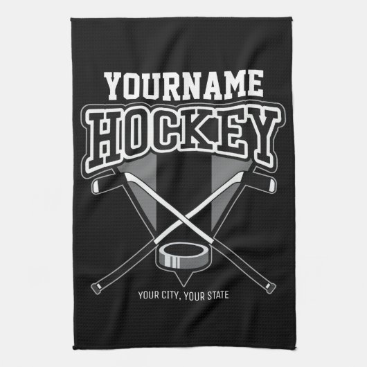 Personalisiert NAME Hockey Player Stick Puck Team Geschirrtuch (Vertikal)