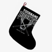 Personalisiert NAME Hockey Player Stick Puck Team Großer Weihnachtsstrumpf (Vorderansicht (hängend))