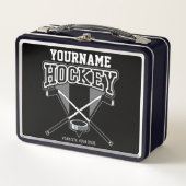 Personalisiert NAME Hockey Player Stick Puck Team Metall Brotdose (Vorderseite)