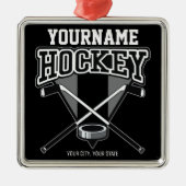 Personalisiert NAME Hockey Player Stick Puck Team Ornament Aus Metall (Vorne)