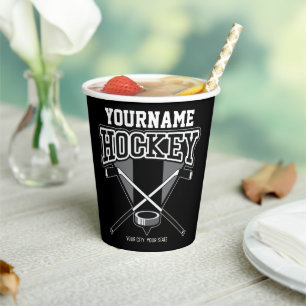 Personalisiert NAME Hockey Player Stick Puck Team Pappbecher