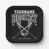 Personalisiert NAME Hockey Player Stick Puck Team Pappteller (Vorderseite)