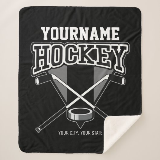Personalisiert NAME Hockey Player Stick Puck Team Sherpadecke (Vorderseite)
