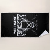 Personalisiert NAME Hockey Player Stick Puck Team Strandtuch (Vorderseite)