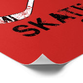 Personalisiert Name Hockey Skull Helmet Sticks Red Poster (Ecke)