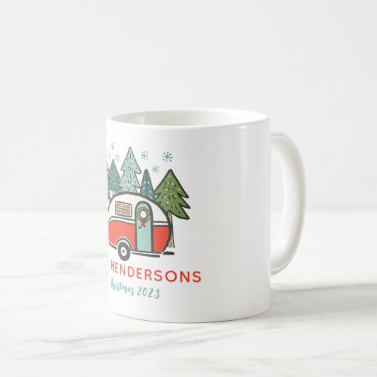 Personalisiert Name Holidays Roter Campingplatz We Kaffeetasse (VorderseiteRechts)