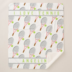 Personalisiert Name I Liebe Tennisschläger und Ba Sherpadecke