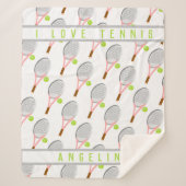 Personalisiert Name I Liebe Tennisschläger und Bal Sherpadecke (Vorderseite)