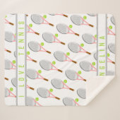 Personalisiert Name I Liebe Tennisschläger und Bal Sherpadecke (Vorderseite (Horizontal))