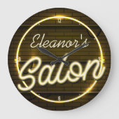 Personalisiert NAME Imitate Neon Sign Schönheitssa Große Wanduhr (Vorderseite)