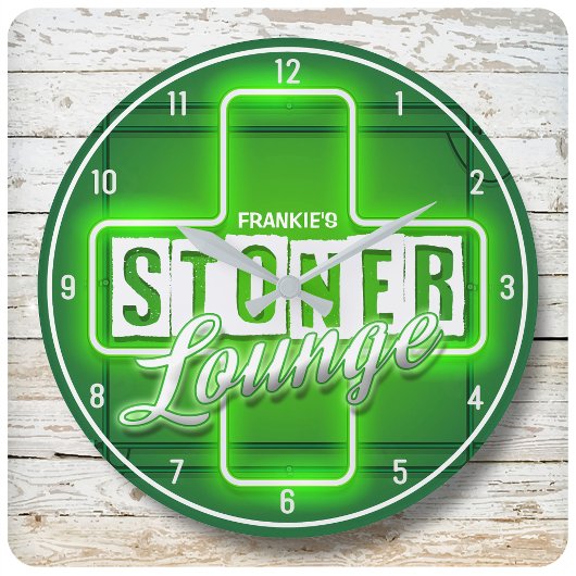 Personalisiert NAME Imitate Neon Stoner Lounge Bar Große Wanduhr
