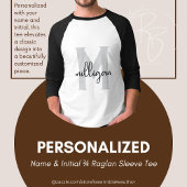 Personalisiert Name & Initial 3/4 Raglan Sleeve T- T-Shirt