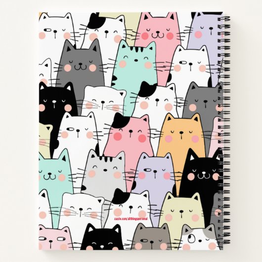 Personalisiert Name Kawaii Cat Notebook Notizblock (Rückseite)