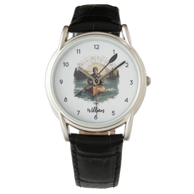 Personalisiert Name Kayaking Kayaker Watch Armbanduhr (Vorderseite)
