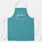 Personalisiert Name Koch Jahr Aquamarin Schürze (Vorderseite)