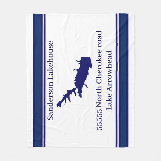 Personalisiert Name Lake Arrowhead Map Navy Blue Fleecedecke (Vorderseite)