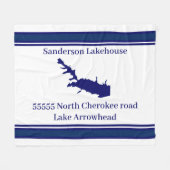 Personalisiert Name Lake Arrowhead Map Navy Blue Fleecedecke (Vorderseite (Horizontal))