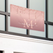 Personalisiert Name Letter Rose Gold Glitzer Banne Banner (Äußeres Gebäude)