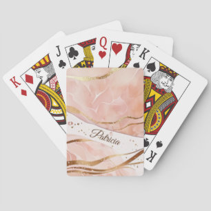 Personalisiert Name Luxury Marmor Rose Spielkarten
