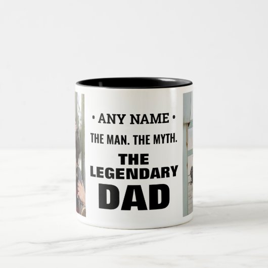 Personalisiert Name Man Myth Legendary Vater Foto Zweifarbige Tasse (Mittel)