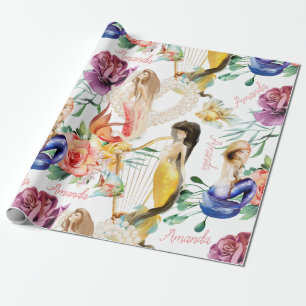 Personalisiert Name Mermaid Lover Hübsch Geschenkpapier