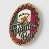 Personalisiert NAME Mexican Tequila Bar Mexico Fla Große Wanduhr (Winkel)