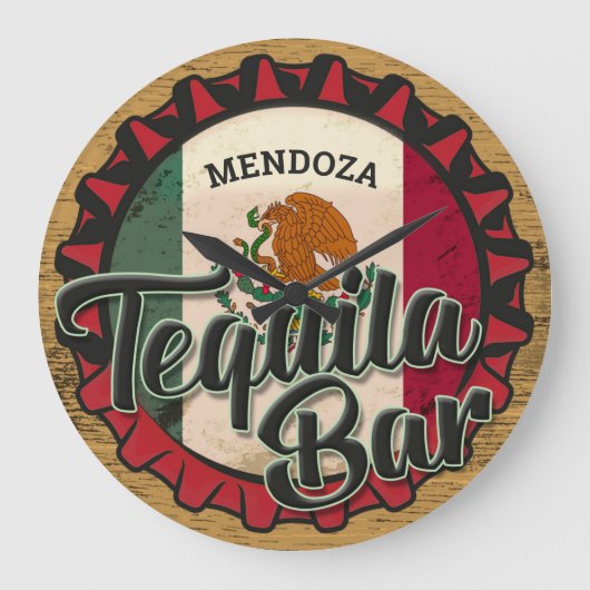 Personalisiert NAME Mexican Tequila Bar Mexico Fla Große Wanduhr (Vorderseite)